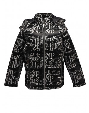 Boys Jacket Printed Metallic Black